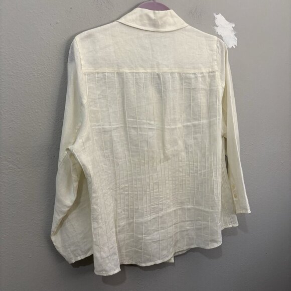Peck And Peck Weekend Linen Collared Button Up Shirt 3/4 Sleeve Beige Size Large - Picture 6 of 12